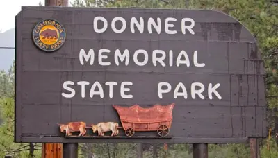 a sign for the entrance to the doorman memorial state park at Luxury Northstar Home| hot tub| walk to ski lifts in Truckee