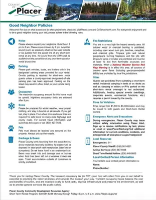 a screenshot of a page of the pager website at Carnelian Bay View Cabin in Carnelian Bay